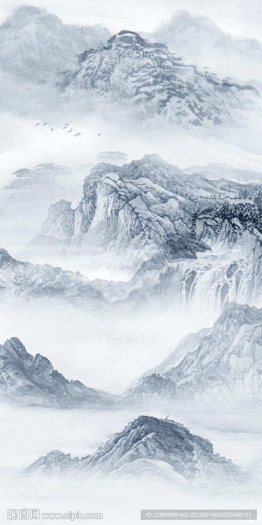 最新墙画玄关山水 TIF分层