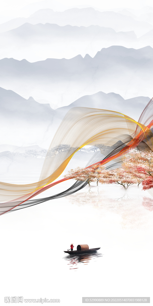 爆款玄关风景山水 TIF分层