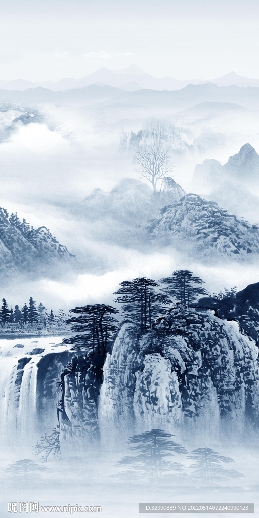 简约墙画玄关山水 TIF分层