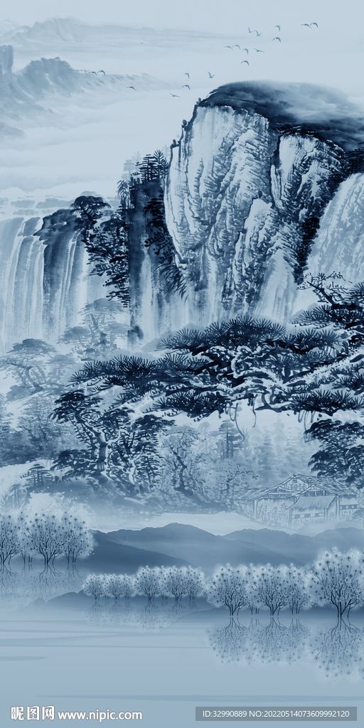 中国风玄关风景山水 TIF分层