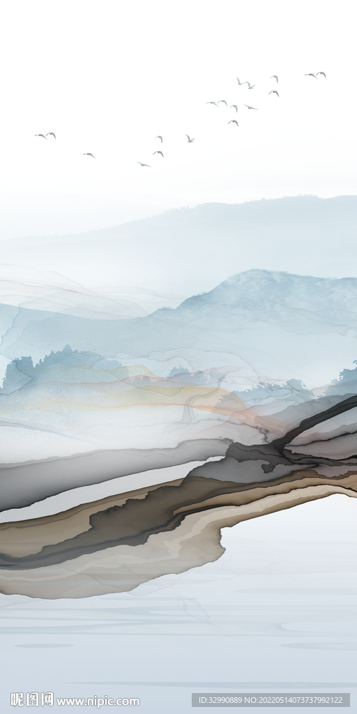 线条 玄关风景山水 TIF分层