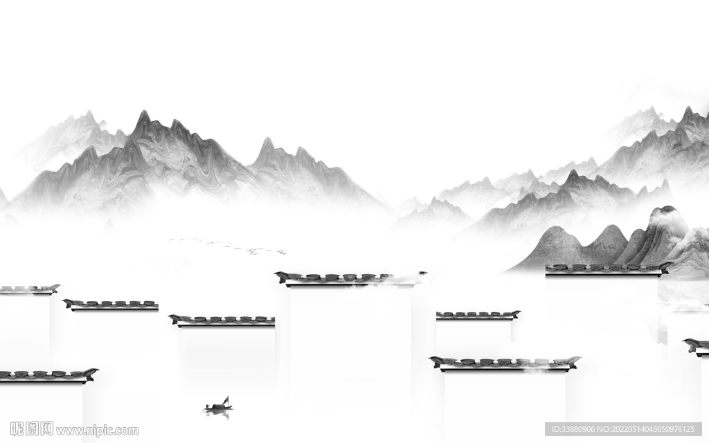 徽派大气高雅山水 tif分层