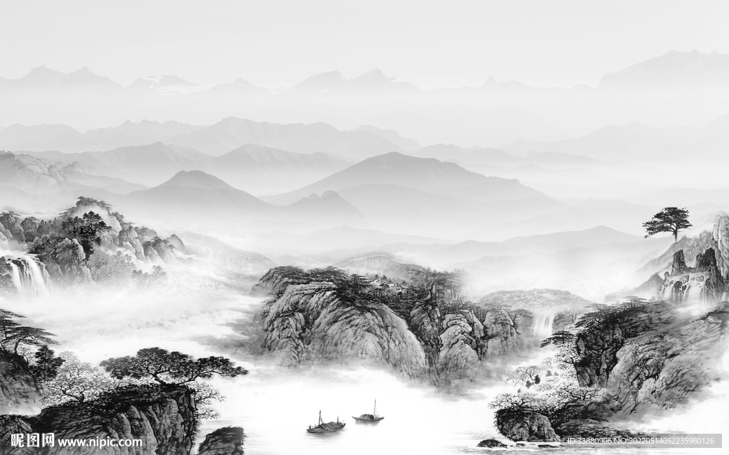 客厅大气高雅山水 tif分层