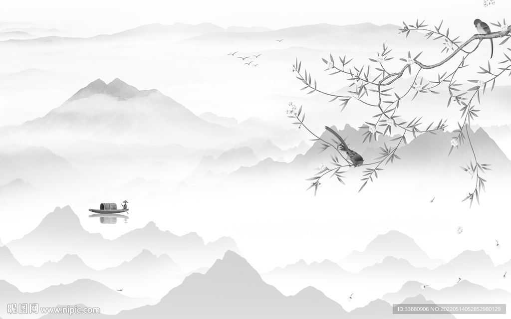 花鸟大气高雅山水 tif分层