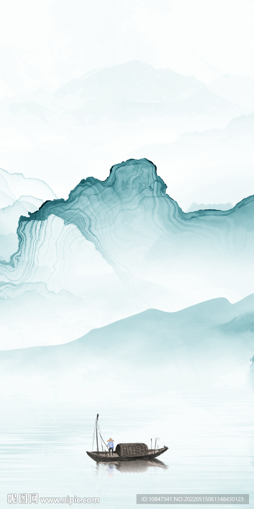 中式高端玄关墙画 TIF分层