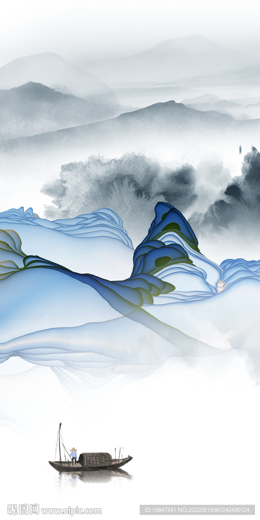 新中式高端玄关墙画 TIF分层