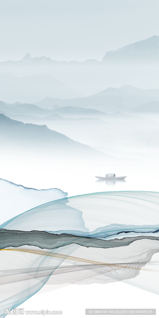 中国风高端玄关墙画 TIF分层