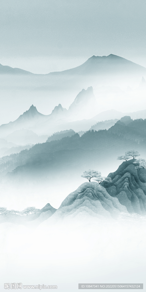 意境高端玄关墙画 TIF分层