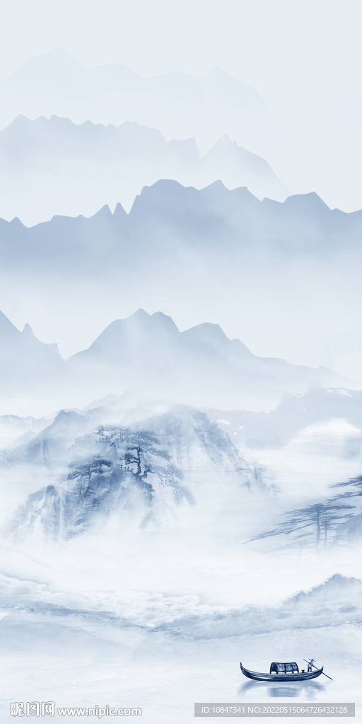 蓝色高端中式玄关 TIF分层