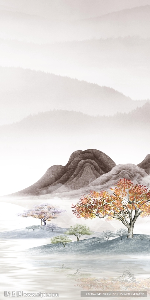 高档意境玄关墙画 TIF分层