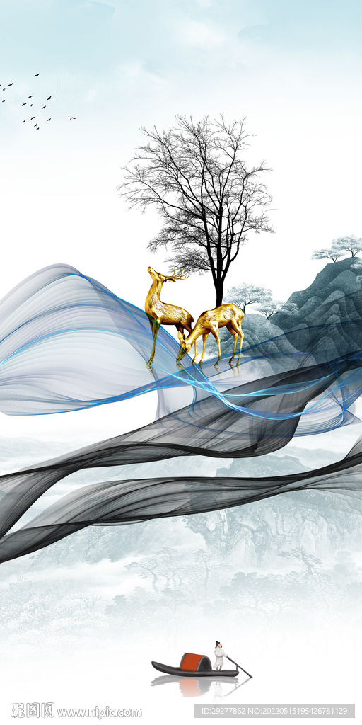 别墅山水新款玄关 TIF分层