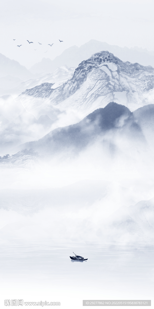 中国风山水新款玄关 TIF分层