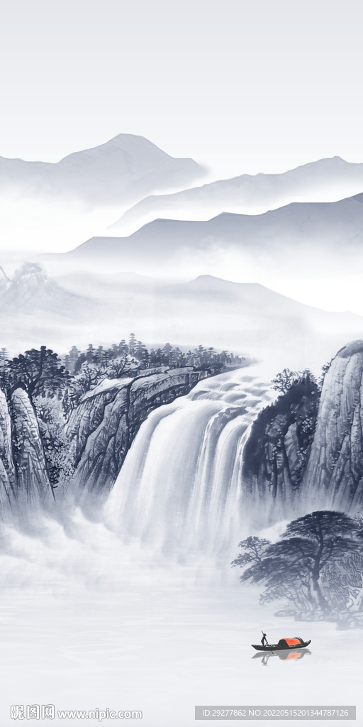 简约山水新款玄关 TIF分层