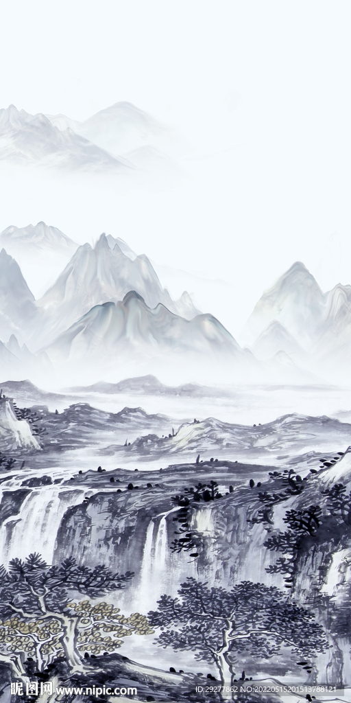 中国风现代山水玄关 TIF分层