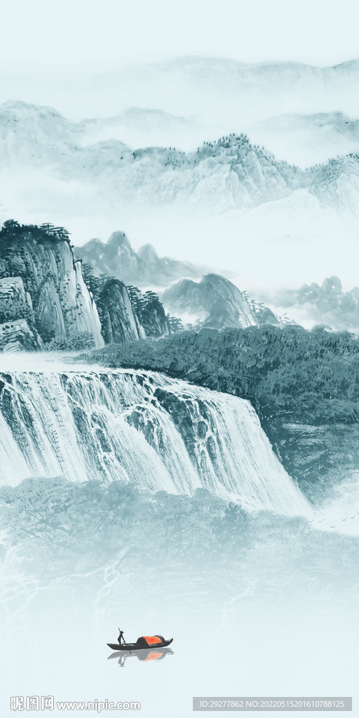 新中式现代山水玄关 TIF分层