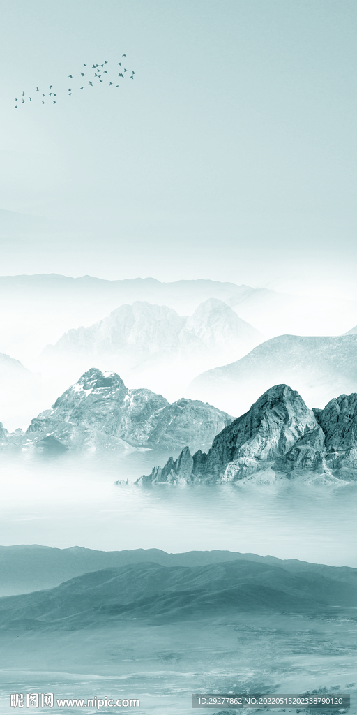 水墨 现代山水玄关 TIF分层