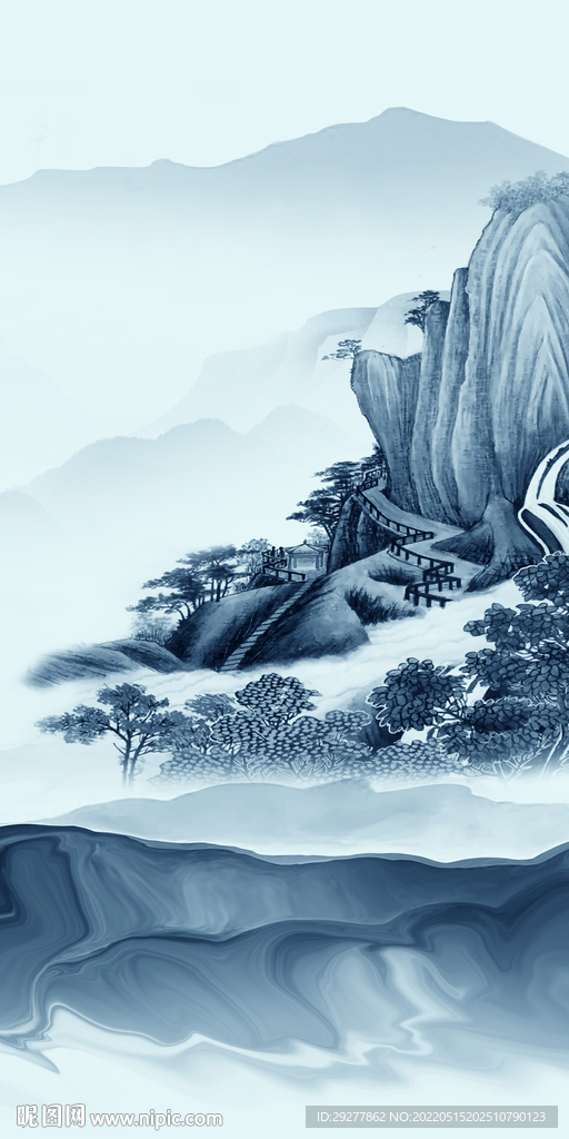 高档现代山水玄关 TIF分层