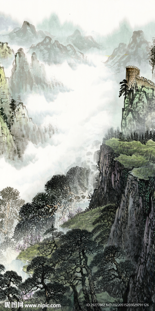 新品风景山水玄关 TIF分层