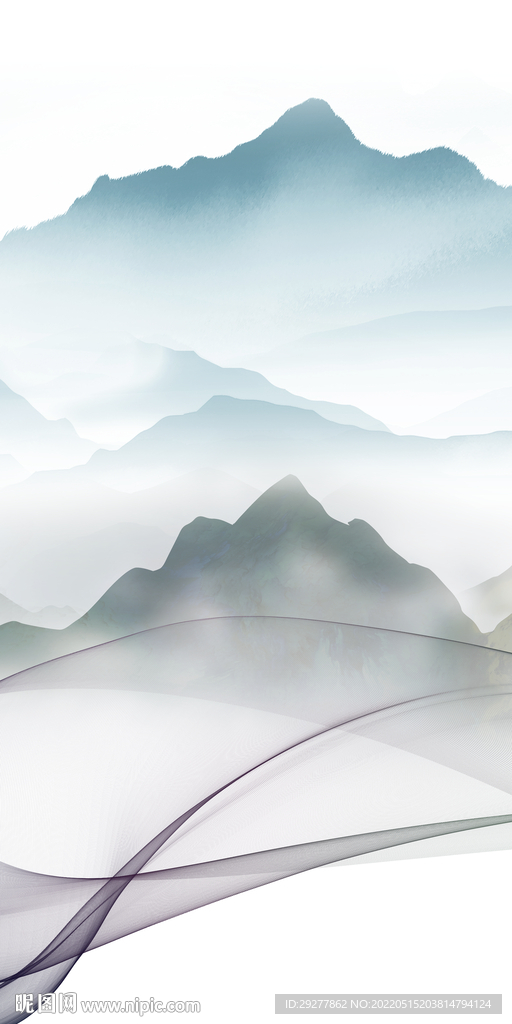 新中式风景山水玄关 TIF分层