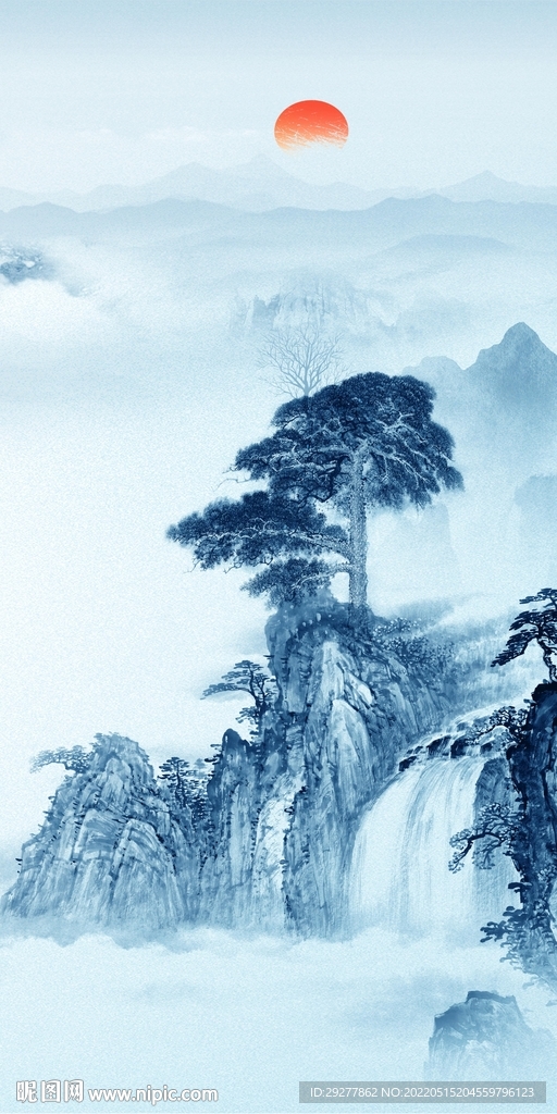 高端风景山水玄关 TIF分层