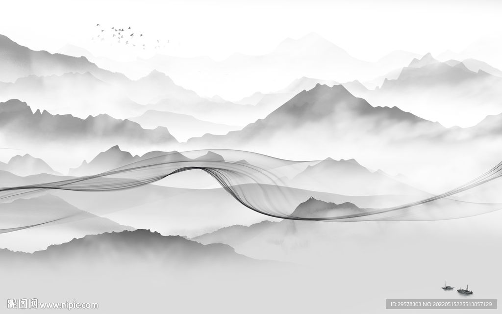 新品 意境高档山水 TIF分层