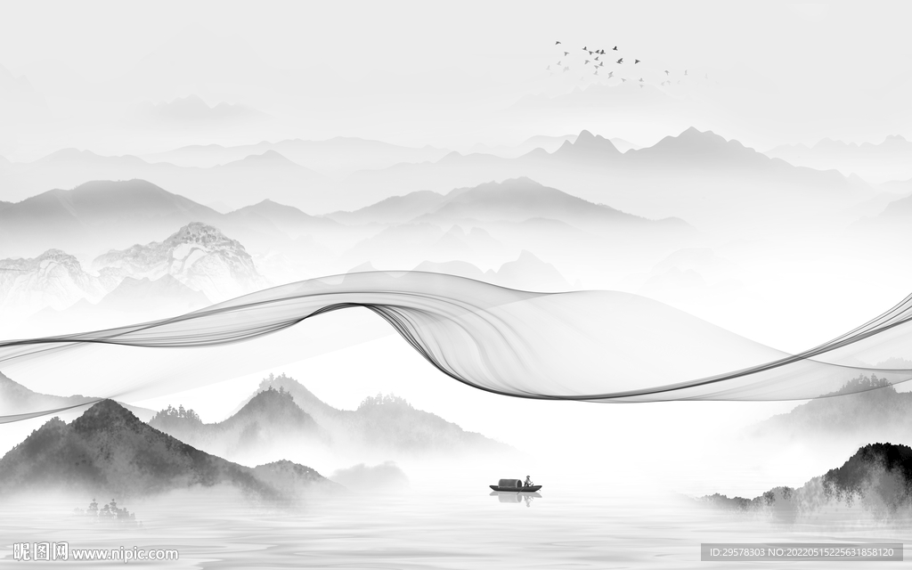 中国风意境高档山水 TIF分层