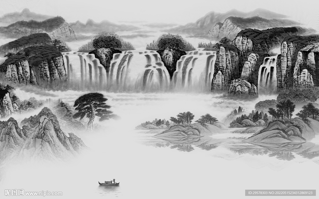 最新高清山水墙画 TIF分层