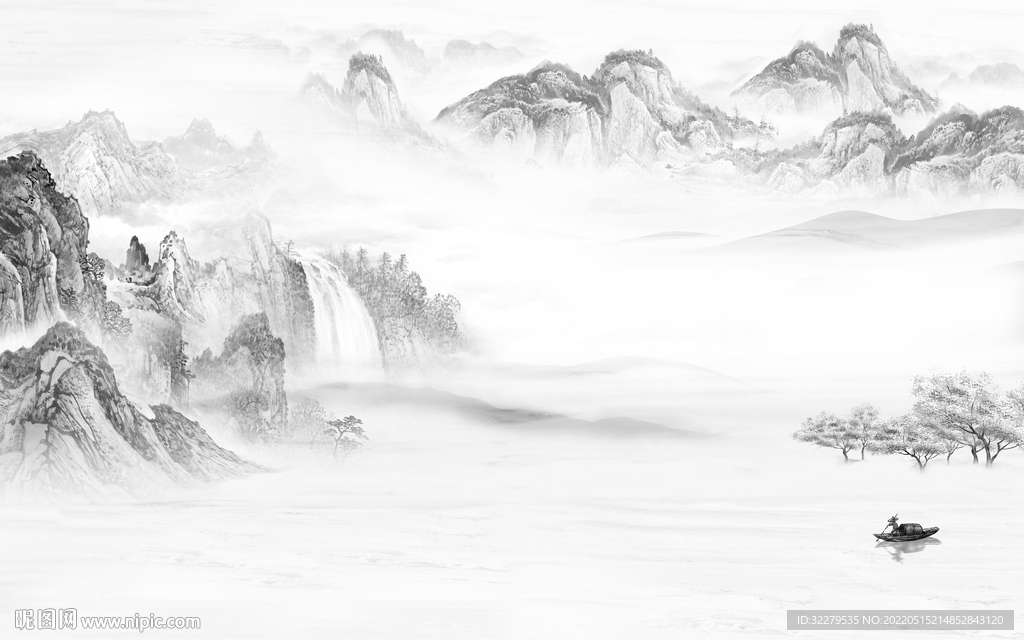 电视高端灰色山水 TiF分层