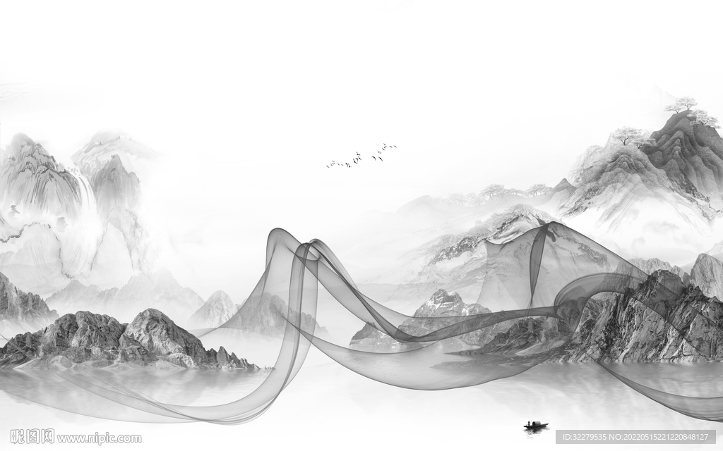 中式 高端灰色山水 TiF分层