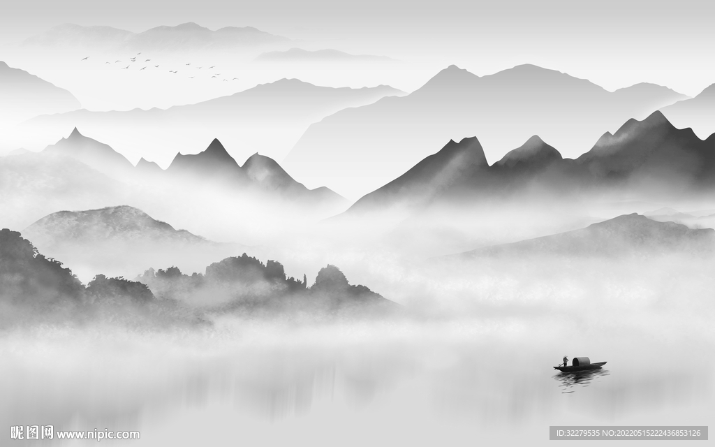 水墨 高端灰色山水 TiF分层