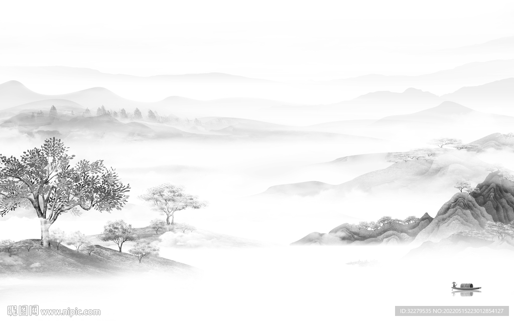 人气 高端灰色山水 TiF分层