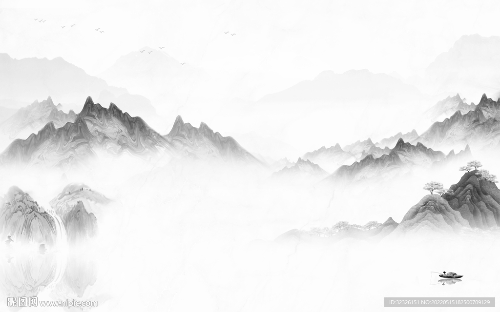 新上架客厅风景山水 tif分层