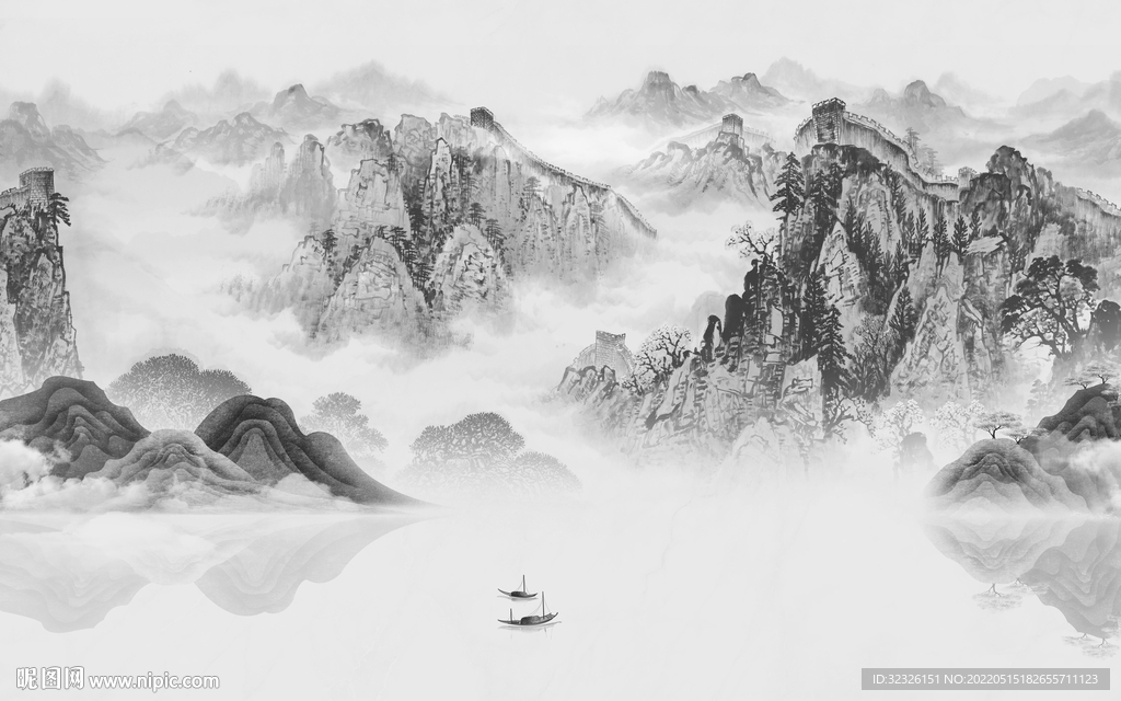 新款 客厅风景山水 tif分层