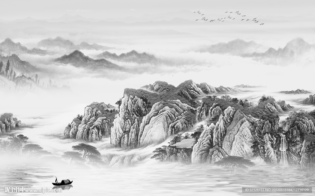 大气 客厅风景山水 tif分层