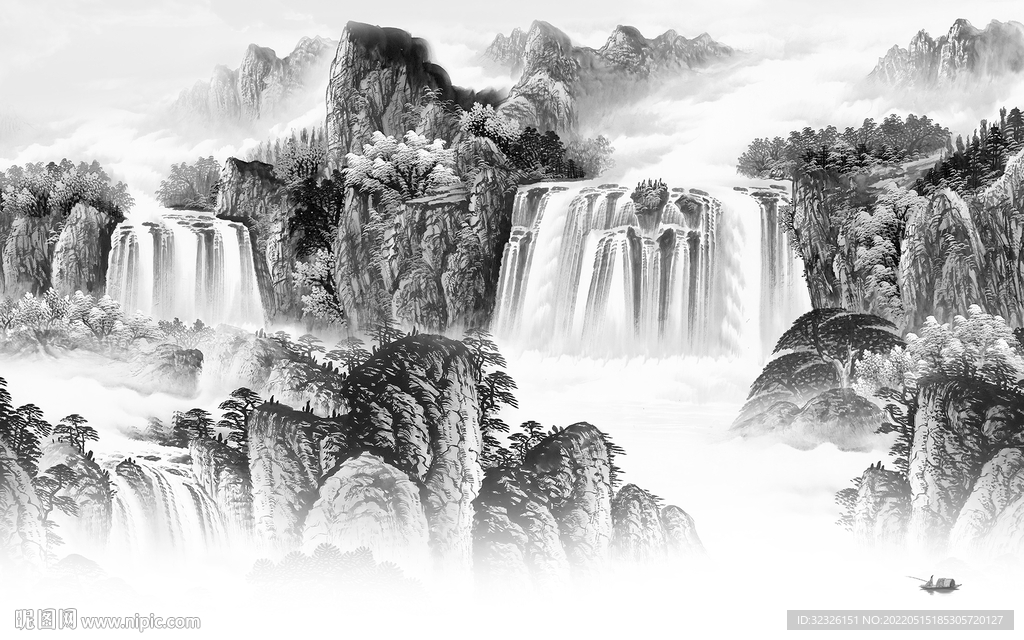 客厅电视背景山水 tif分层