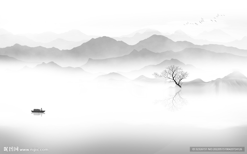 水墨 电视背景山水 tif分层