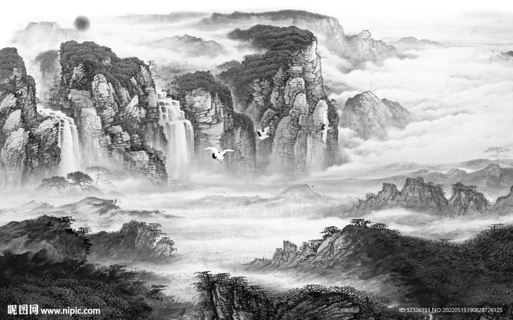 新品电视背景山水 tif分层