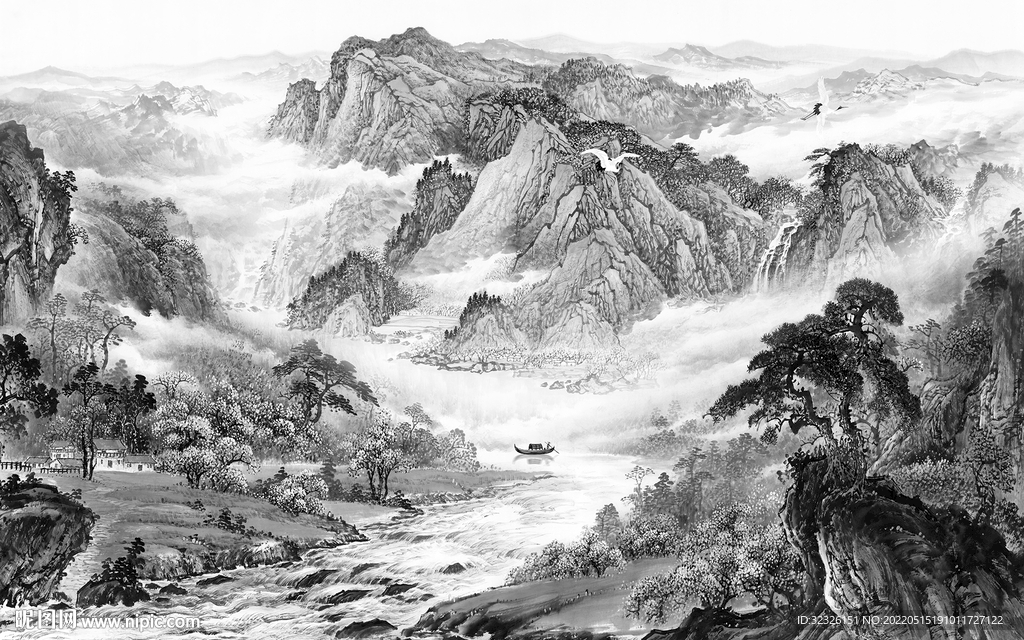 高清 客厅风景山水 tif分层