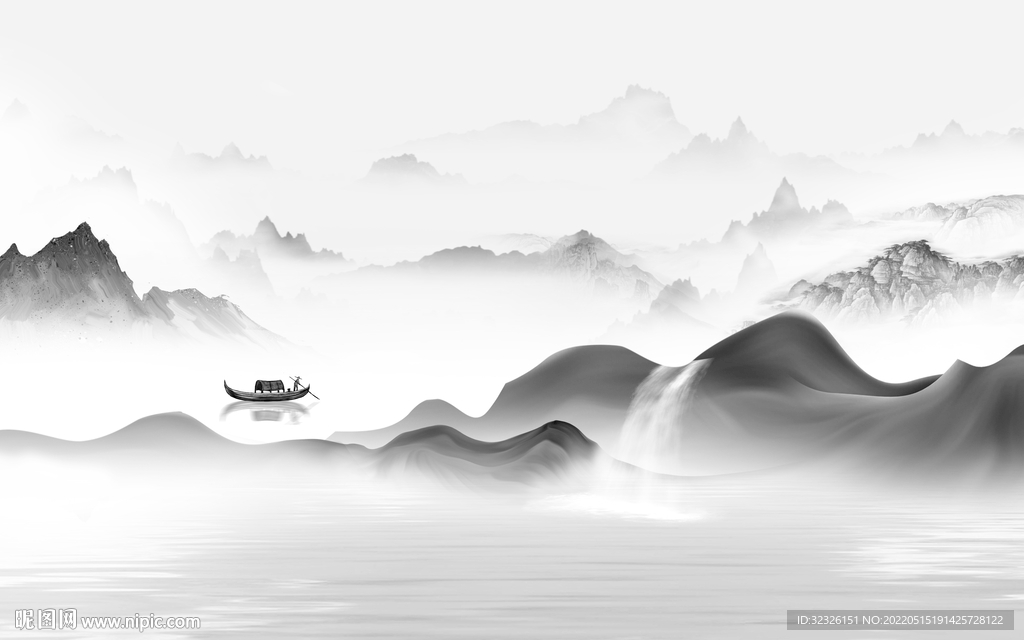 简约电视背景山水 tif分层