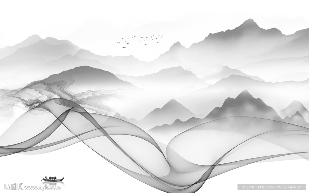 人气 电视背景山水 tif分层