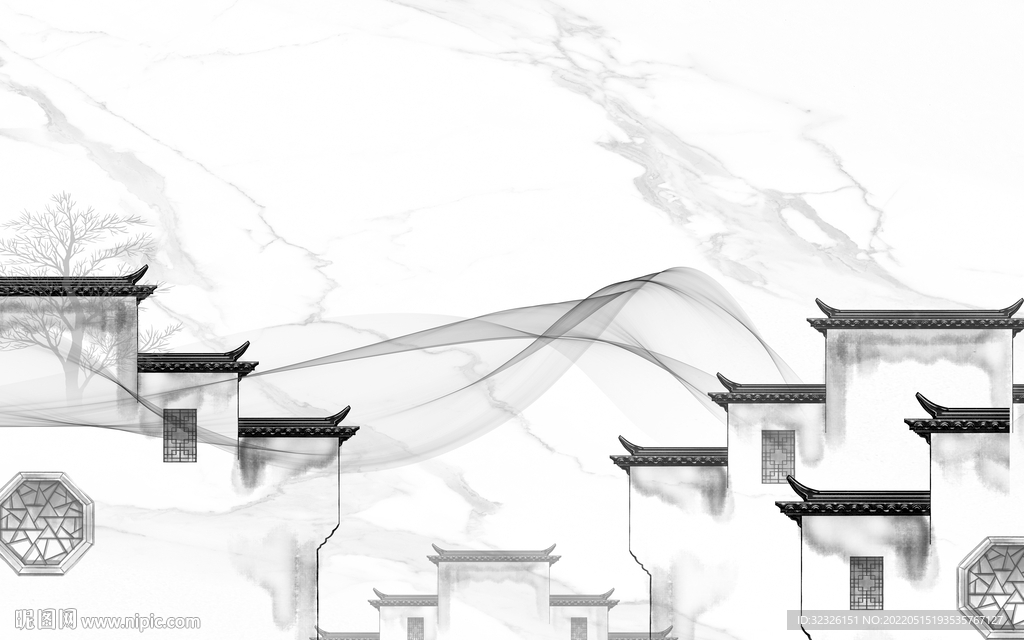 徽派电视背景山水 tif分层