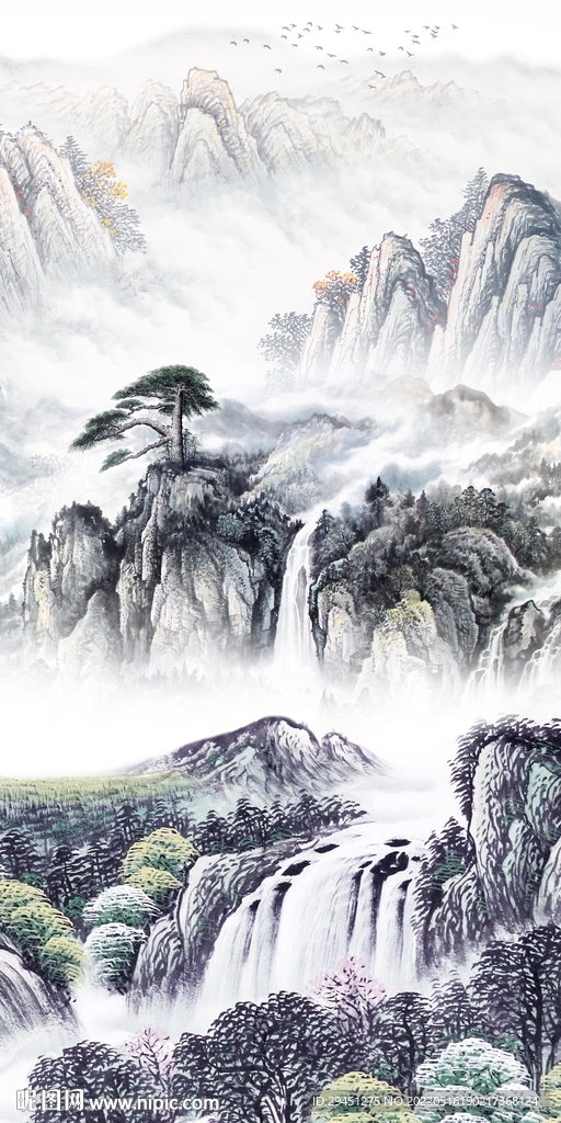 古风山水现代玄关 tif分层