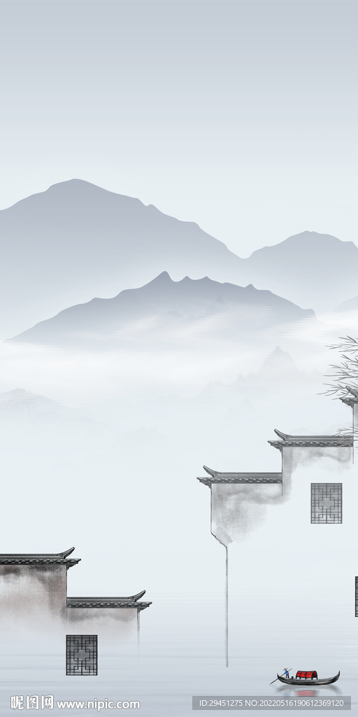 大气山水现代玄关 tif分层