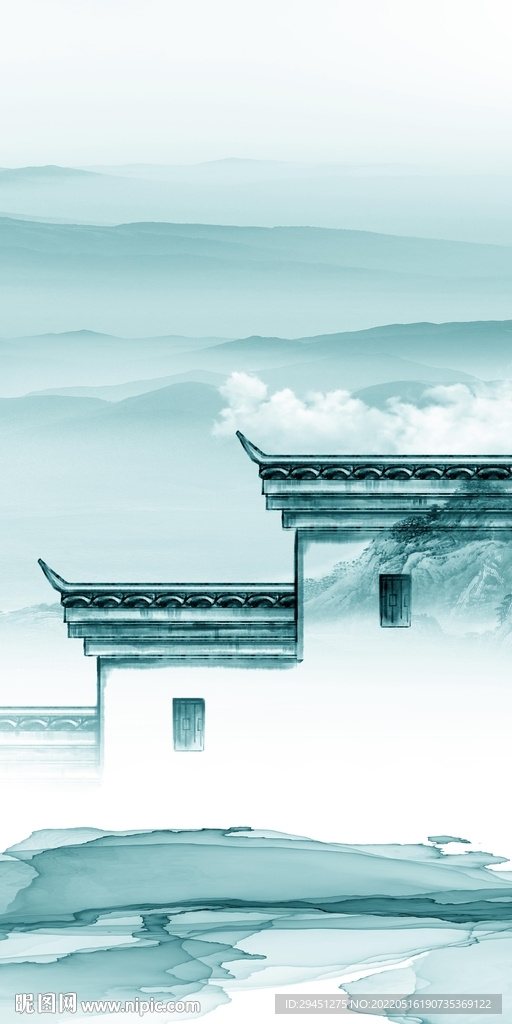 新品 山水意境玄关 tif分层