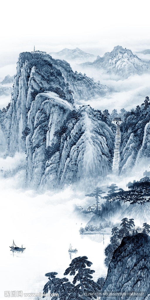 最新 山水意境玄关 tif分层