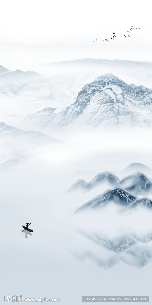 水墨山水意境玄关 tif分层