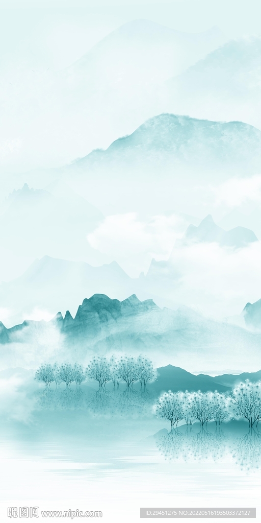 背景墙新款山水玄关 tif分层