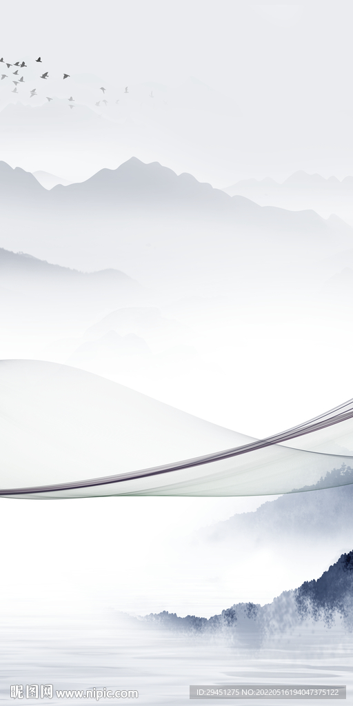 简约山水意境玄关 tif分层
