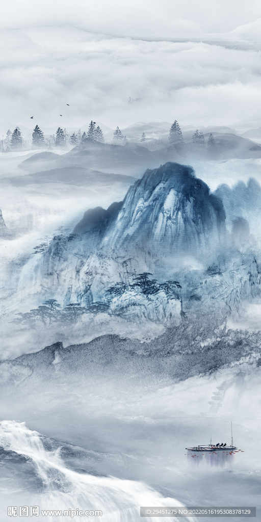 高档 山水意境玄关 tif分层