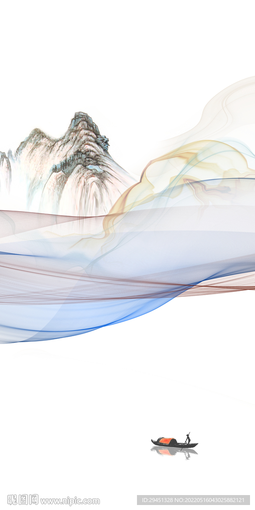 极简高端玄关山水 TIF分层